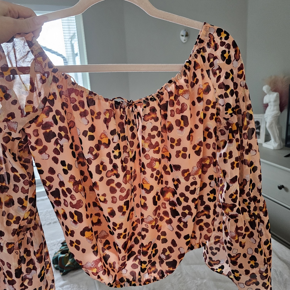 Guess Pink Leopard Print Blouse